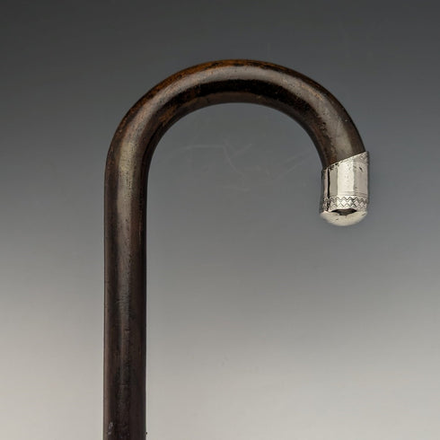 1931年 英国ヴィンテージ 紳士用ステッキ 純銀装飾 ブラウンシャフト 92cm